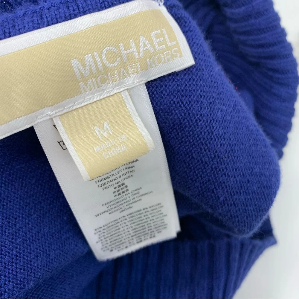 Michael Kors Fringe Navy Overcoat Sweater - Picture 11 of 12